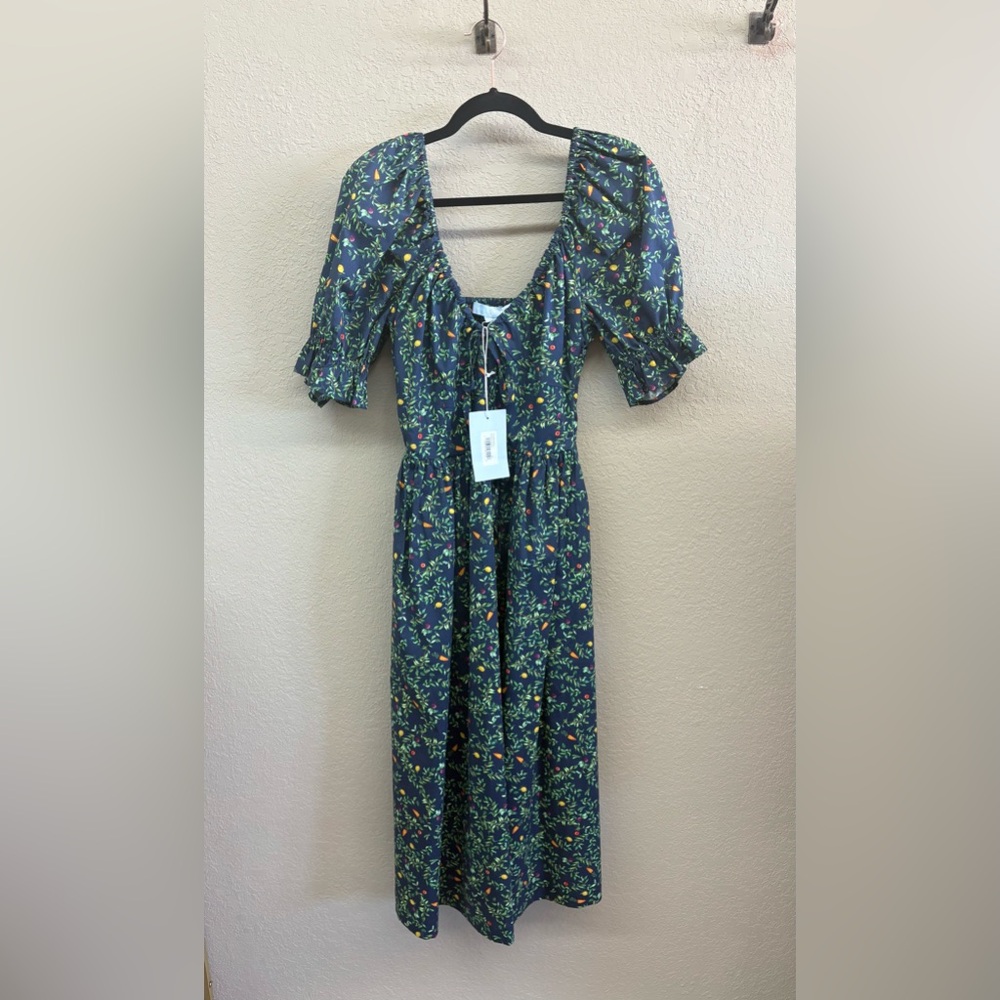 Hill House Green and Blue Puff Sleeve Sundress